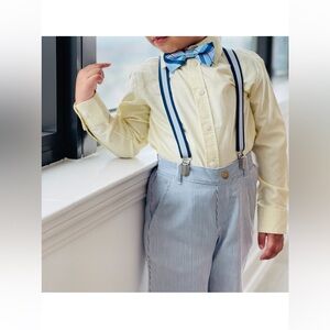 Blue and Yellow Kids Bow Tie and Suspenders Set size 5